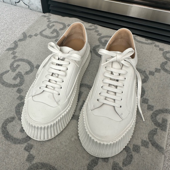 New Avant Garde Jil Sander Lace Up White Platform Sneakers Designer Shoes - Picture 4 of 9